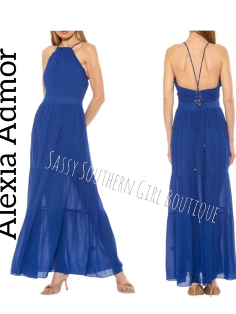🆕😩⭐ Alexia Admor Blue Gauze Lace Up Dress